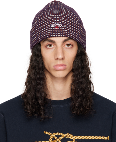 Noah Purple Tri-color Beanie In Nvy Navy