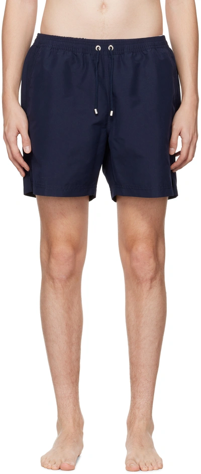 Sunspel Navy Drawstring Swim Shorts In Blue