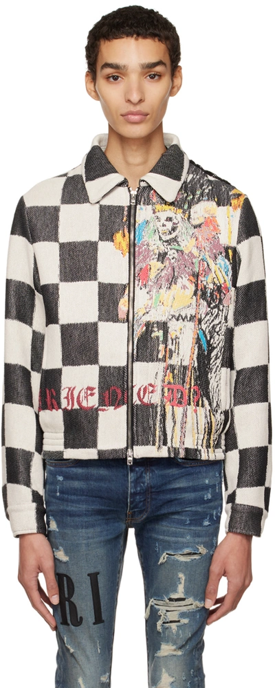 Amiri X Wes Lang Sacrifices Checkerboard Cotton Blend Twill Jacket In Grey