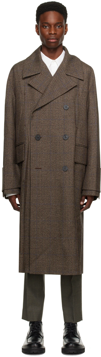 Wooyoungmi Brown Double Breasted Coat In Mud 904d