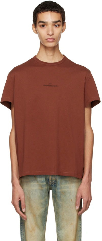 Maison Margiela Embroidered-logo Short-sleeve T-shirt In Red