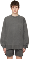 John Elliott Gray Reconstructed Long Sleeve T-shirt In Washed Black