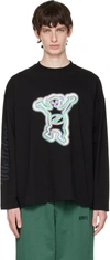 WE11 DONE BLACK COLORFUL TEDDY LONG SLEEVE T-SHIRT