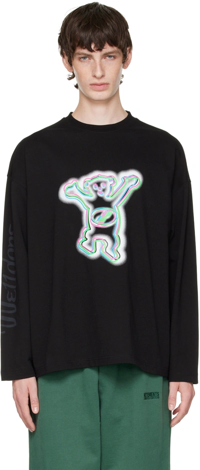 We11 Done Black Colorful Teddy Long Sleeve T-shirt