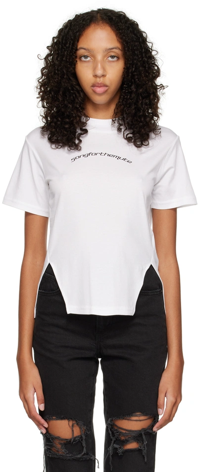 Song For The Mute White Front Split T-shirt In Wht White