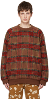 Undercover Oversized Checked Brushed Wool-blend Sweatshirt In Brown Ck