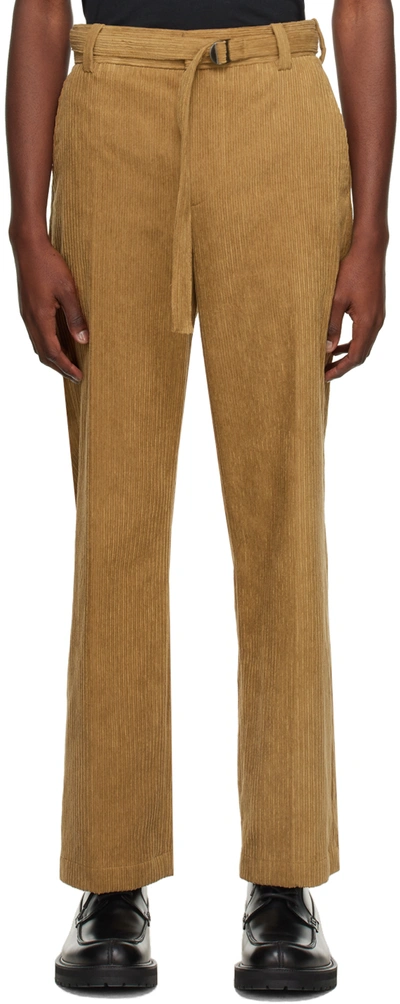 Solid Homme Brown Belted Trousers In 553d Mud