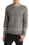 Schott Stripe Trim Triple Blend Crewneck Sweater In Charcoal