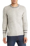 Schott Stripe Trim Triple Blend Crewneck Sweater In Cloud Grey