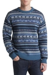 Schott Bear Motif Fair Isle Sweater In Blue