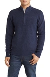 Schott Half Zip Rib Wool Blend Sweater In Navy