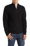 Schott Half Zip Rib Wool Blend Sweater In Black