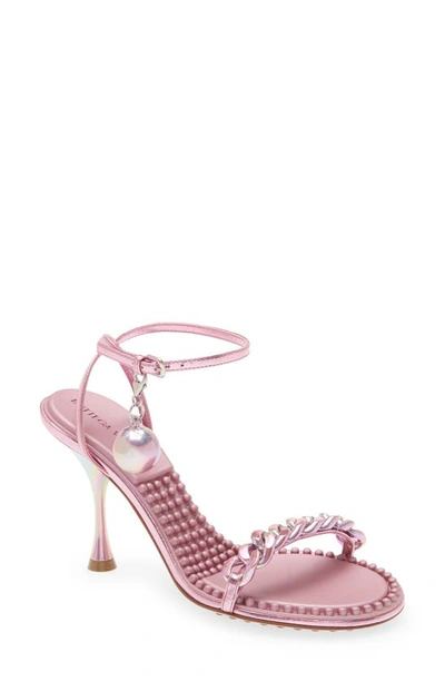 Bottega Veneta Dot Metallic Ankle Strap Sandal In Azalea