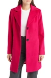 Sam Edelman Notch Collar Wool Blend Jacket In Magenta