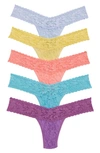 Hanky Panky 5-pack Low Rise Lace Thongs In Ncor/ Cana/ Trub/ Peri/ Cvio