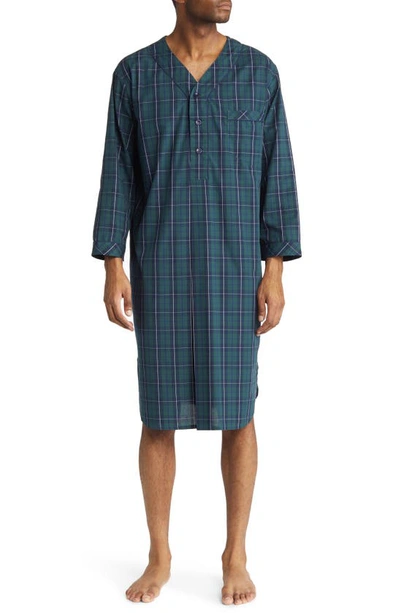 Majestic Weekend Escape Cotton Blend Nightshirt In Navy/ Green