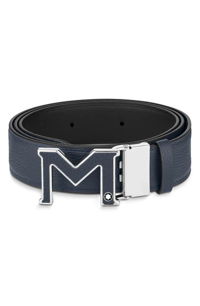 Montblanc M Buckle Reversible Leather Belt In Black