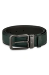 Montblanc Rectangular Buckle Leather Belt In Green