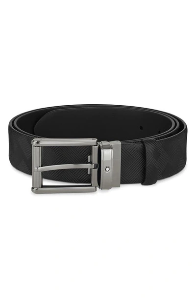 Montblanc Men's Branded Buckle Leather Belt In Black