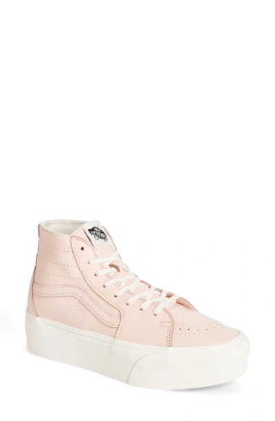 Vans Sk8-hi Tapered Stackform Platform Sneaker In Leather Pink / Marshmallow