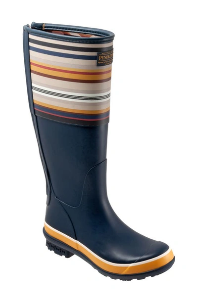 Pendleton Bridger Stripe Waterproof Knee High Rain Boot In Navy
