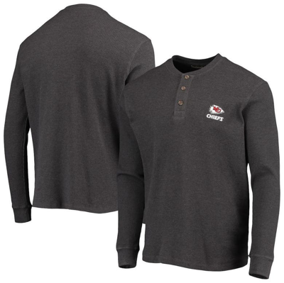 Dunbrooke Heathered Grey Kansas City Chiefs Logo Maverick Thermal Henley Long Sleeve T-shirt