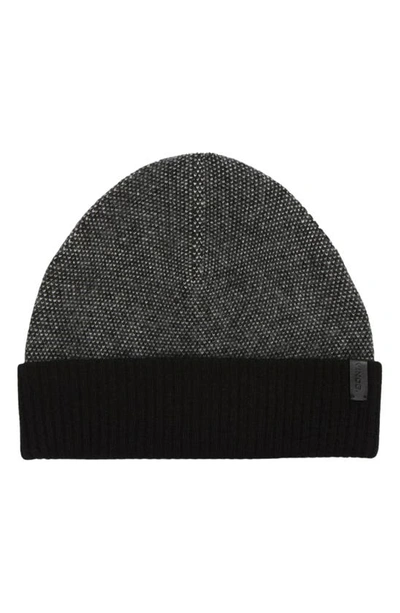 Vince Birdseye Cashmere Cuff Beanie In Black