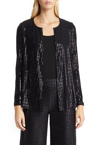 Anne Klein Linear Shine Jacket In Anne Black