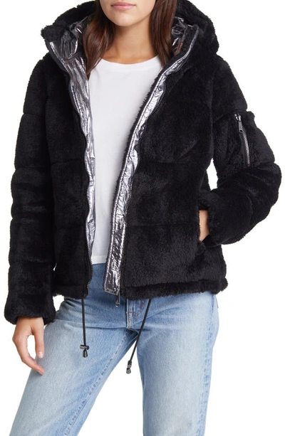 Sam Edelman Faux Fur Puffer Coat In Black