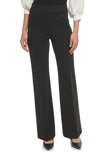 Dkny Women's Soft Ponte Knit High Rise Pull-on Pants In Black