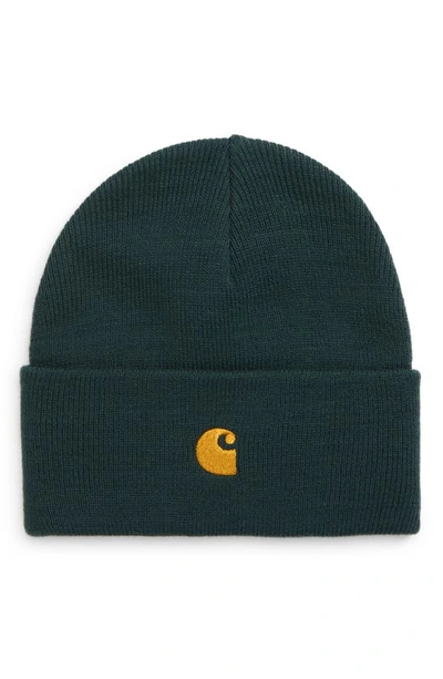 Carhartt Chase Beanie In Juniper / Gold