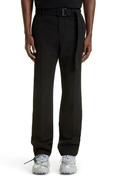 Off-white Buckle Dry Wool Slim Trouser In Black