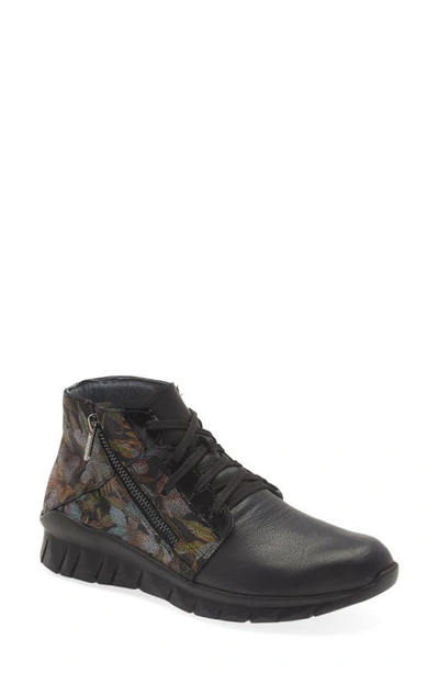 Naot Polaris High Top Trainer In Soft Black Leather