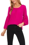 Cece Balloon Sleeve Crepe Blouse In Fuchsia Glow