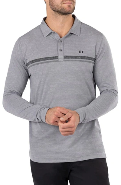 Travismathew Heater 2.0 Stretch Long Sleeve Golf Polo In Heather Medium Grey