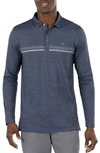 Travismathew Heater 2.0 Stretch Long Sleeve Golf Polo In Vintage Indigo/ Black