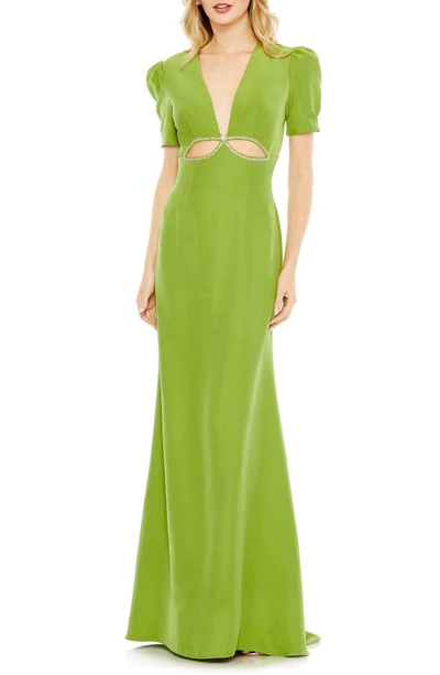 Mac Duggal Cutout Column Gown In Green