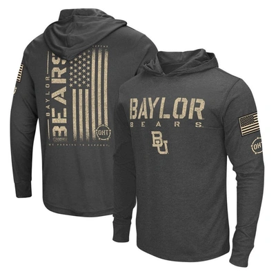Colosseum Charcoal Baylor Bears Team Oht Military Appreciation Hoodie Long Sleeve T-shirt In Black