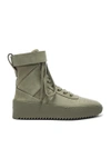 FEAR OF GOD FEAR OF GOD NUBUCK LEATHER MILITARY SNEAKERS IN GREEN,FGTP-MSNU-AG16
