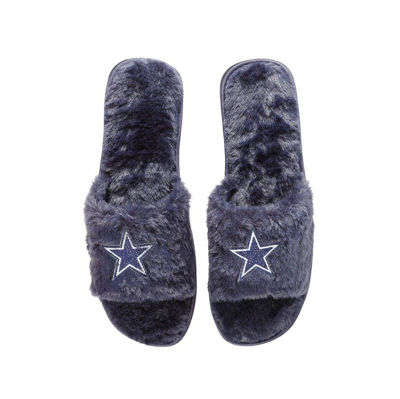 Foco Navy Dallas Cowboys Rhinestone Fuzzy Slippers