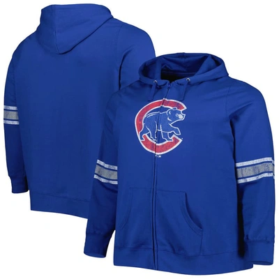Profile Women's Royal, Heather Grey Chicago Cubs Plus Size Front Logo Full-zip Hoodie In Royal,heather Grey