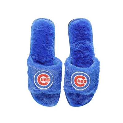Foco Royal Chicago Cubs Rhinestone Fuzzy Slippers