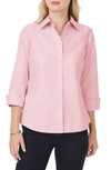 Foxcroft Gwen Three-quarter Sleeve Cotton Button-up Shirt In Chambray Pink