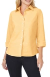 Foxcroft Gwen Three-quarter Sleeve Cotton Button-up Shirt In Warm Sun
