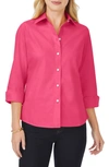 Foxcroft Gwen Three-quarter Sleeve Cotton Button-up Shirt In French Rose