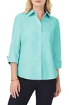 Foxcroft Gwen Three-quarter Sleeve Cotton Button-up Shirt In Oceanside