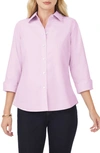 Foxcroft Gwen Three-quarter Sleeve Cotton Button-up Shirt In Lilac Bloom