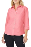 Foxcroft Gwen Three-quarter Sleeve Cotton Button-up Shirt In Pink Peach