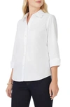 Foxcroft Gwen Three-quarter Sleeve Cotton Button-up Shirt In White