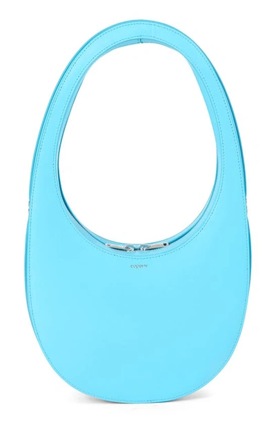 Coperni Swipe Leather Top Handle Bag In Turquoise